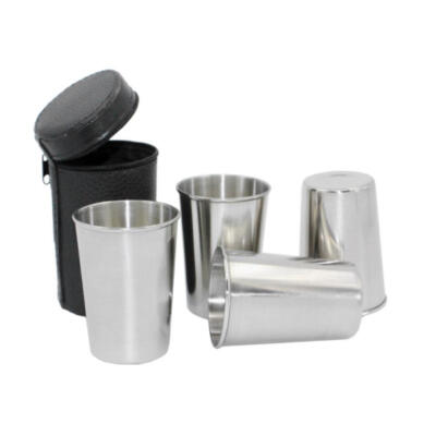 

Greensen 4PcsSet 170ml Portable Stainless Steel Mini Camping Beer Whiskey Cup Mug with Cup CoverCamping Cup Outdoor Wine Cup