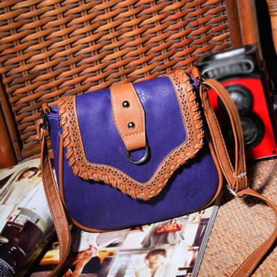 

Tailored Ethnic Style Ladies Hollow Color Matching Leather Woven Shoulder Messenger Bag