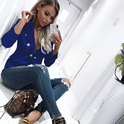 

Roseonmyhand Women Long Sleeve Blazer Open Front Short Cardigan Suit Jacket Work Office Coat