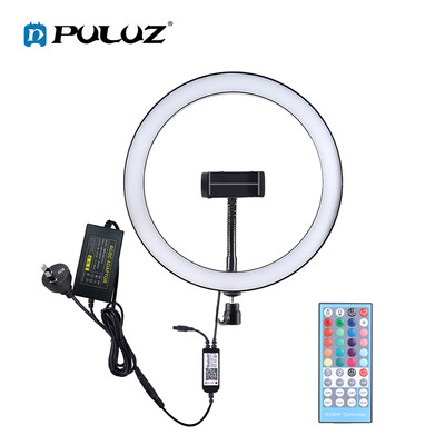 

PULUZ LEDs Video Ring Light BT Connection Remote Control Brightness Adjustment Built-in Batterys for Network Broadcast Selfie Faci