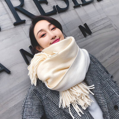 

Scarf female winter Korean version of the wild dual-use solid color shawl student male long section thick warm scarf autumn&winter