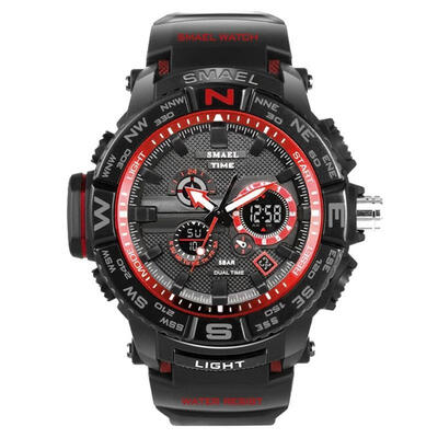 

Men Sport Watches SMAEL Brand Dual Display Watch Men LED Digital Analog Electronic Quartz Watches 30M Waterproof Male Cl