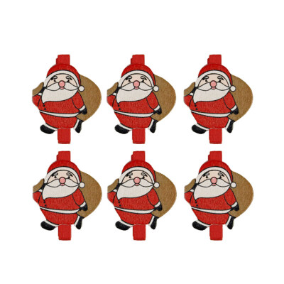 

6Pcs Lovely Santa Claus Snowman Deer Christmas Tree Wood Photos Memo Clips