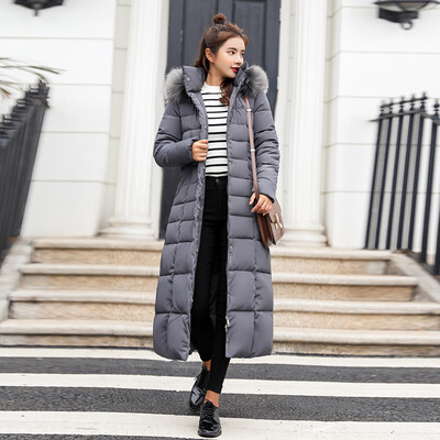 

Roseonmyhand Women Outerwear Fur Hooded Coat Long Cotton-padded Jackets Pocket Coats