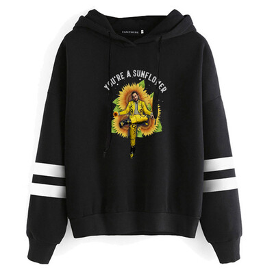 

Herqw61 Unisex Rapper Post Malone Women Hoodie Celebration Splatter Striped Sleeve Pullover Sweatshirt