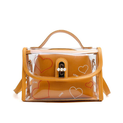 

Two-Pieces Set Women Transparent Shoulder Bag Clear Jelly Bag Tote Casual Handbag Girl Messenger Crossbody Bag