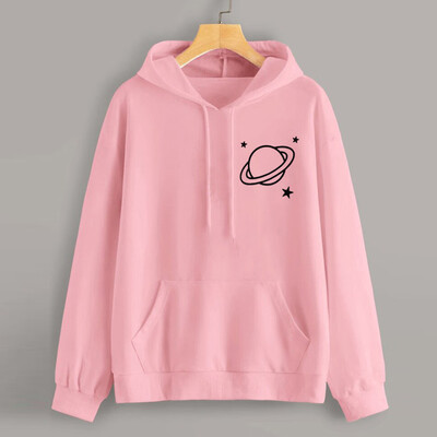

Tailored Fashion Womens Long Sleeve Sweatshirt Planet Printed Hoodie Causal Tops Blouse