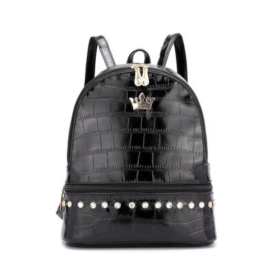 

Women Backpack PU Leather Rhinestone Travel School Bag for Teenager Girls