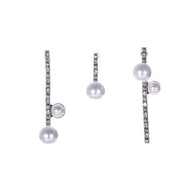 

3 Pcs\set Korean Jewelry Silver Pearl Diamond Earrings Long Woman Luxurious Paragraph Fashion Earrings Gift