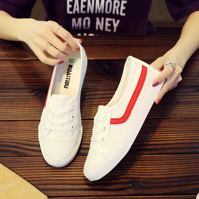 

2018 summer new style canvas shoes womens shoes womens shoes womens shoes Korean-style small white-white shoes flat-botto