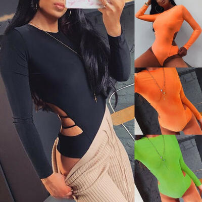 

Sexy Women Bodysuit Bodycon Jumpsuit Romper Leotard Tops Blouse Playsuit Long Sleeve