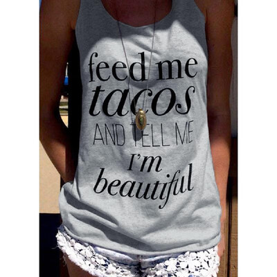 

New Fashion Women Tank Top Letter Print Sleeveless Summer Vest Casual Streetwear Tee Tops