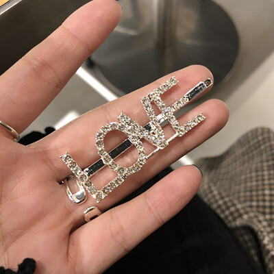 

Alloy Hairpin Rhinestone English Letter Barrette Personality Word Women Hair Clips Hairclip Female Hair Accessories 8 Models