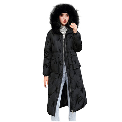 

Toponeto Women Fashion Outerwear Long Cotton-padded Jacket Pocket Hooded Coats
