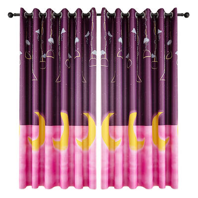 

Moon Printing Polyester Window Blinds Drapes Living Room Blackout Curtains
