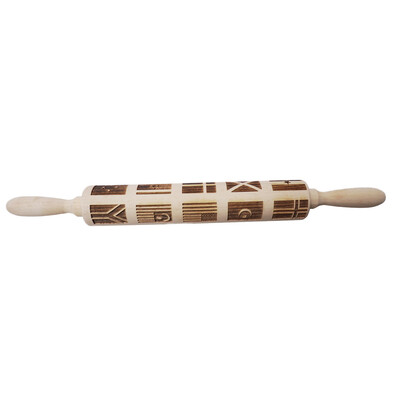 

〖Follure〗Rolling Pin Engraved Carved Wood Embossed Rolling Pin Kitchen Tool