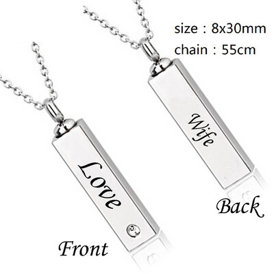 

Square Cylinders Necklace for Ashes Lettering Heart Cremation Memorial Keepsake Pendant Necklace Jewelry Love Commemorative Gift