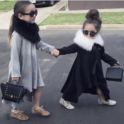 

Baby Girls Kids Swing Max Afghan Dress Long Sleeve Loose Asymmetric Party Dress