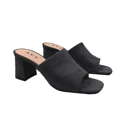 

AVY 2019 summer new retro style simple&fashionable Muller high heel one foot female sandals 7590