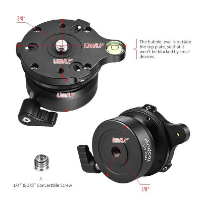 

Andoer DY-60N Tripod Leveling Base Leveler Adjusting Plate Aluminum Alloy with Bubble Level Bag for Canon Nikon Sony DSLR Camera
