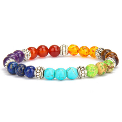 

Natural 7 Color Mixed Chakra Healing Balance Beads Bracelet Radiation Protection Yoga Life Energy Natural Stone Bracelet