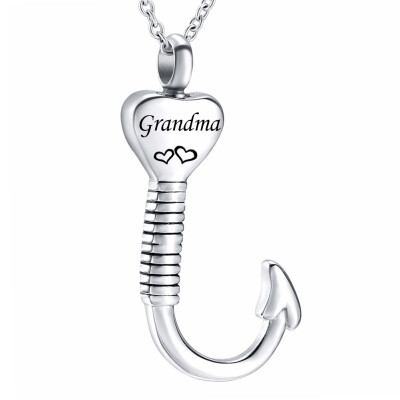 

Gone Fishing Urn Necklace for Ashes Fish Hook Cremation Urn Pendant Fishing in Heaven Keepsake Jewelry