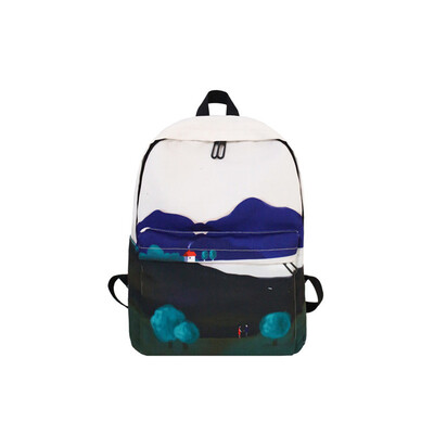 

Black Blue Print Sea Moon Backpack Women Casual Canvas Backpack School Bags For Teenager Girls Backpacks from Luggage Bags