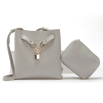 

Tailored Women Fashion Bucket With Hardware Lock Composite Shoulder Messenger Bag 2pcs