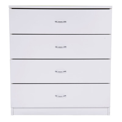 

UBesGoo 4-Drawer Dresser Pure White with Metal Handles Bedside Night Stand Bedroom Best Furniture