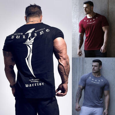 

Men&39s Gym Muscle Bodybuilding Cotton Sport Fit Fitness Casual T-shirt Tee