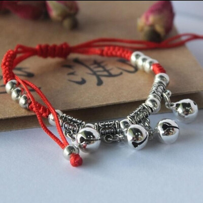 

New jingle red bracelet female mens jewelry jingle sound bracelet size adjustment handmade hand&foot universal