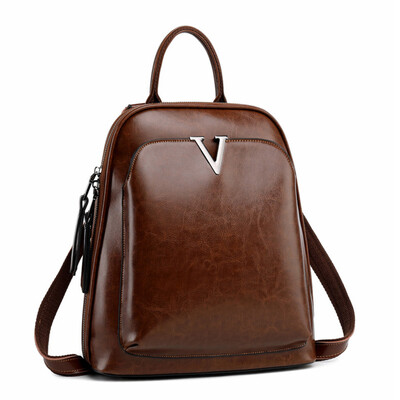 

REALER women backpack school bags for teenager girls spilt leather school backpack for women large Capacity mochila brown 2019