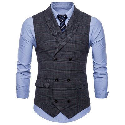 

Men Formal Casual Business Dress Vest Suit Slim Double Breasted Waistcoat Coat
