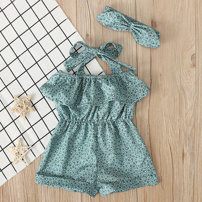 

Toddler Kids Baby Girls Straps Off Shoulder Ruffled Floral Print Romper Jumpsuit