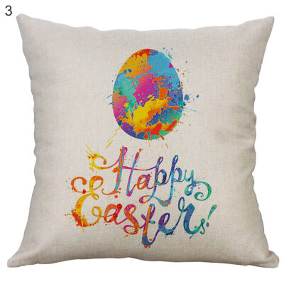 

Cartoon Easter Rabbit Linen Pillow Case Waist Throw Cushion Cover Home Decor