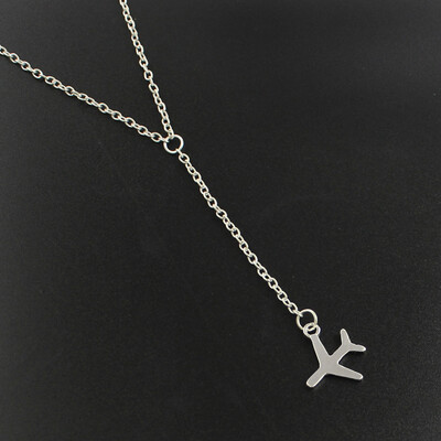 

New Gold Color Small Aircraft Pendent Necklace for Women Long Alloy Plated Plane Collares Necklace Jewelry Gift Accessories