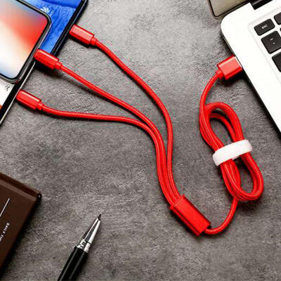 

Lightning Micro USB Type C 3-in-1 Data Cable Tangle-Free Braided Charging Cable 39ft For IPhone -12m