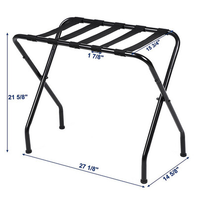 

Luggage Rack Stand Suitcase Rack Folding Metal Black Nylon Belt Hotel Bedroom