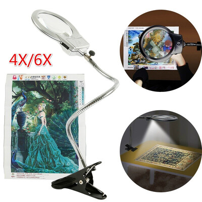 

Magnifier with LED Light for Diamond Painting Cross Stitch Tool Accessory Desktop Reading Illuminating Light