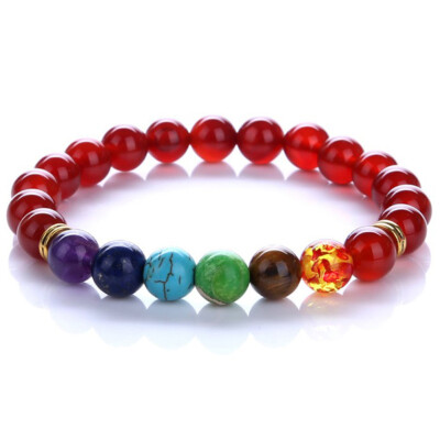 

Natural 7 Color Mixed Chakra Healing Balance Beads Bracelet Radiation Protection Yoga Life Energy Natural Stone Bracelet