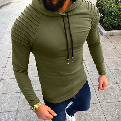 

Toponeto Fashion Man Solid Color Stitching Hooded Long-Sleeved Sweatshirt Blouse Shirt