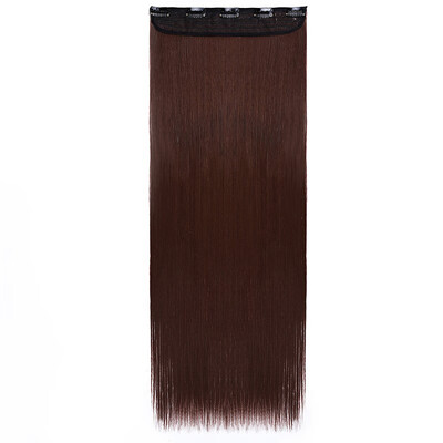 

Synthetic Fiber Clips in on Hair Extension 34 Full Head One Piece 5 Clips Long Silky Straight Curly Wavy