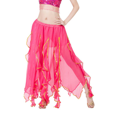 

Roseonmyhand Women Sequin Side Split Skirt Chiffon Belly Dance Performance Skirt