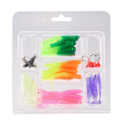 

45PCS Soft Worm Lure Fishing Lure Set Jig Hooks Fishing Baits Set