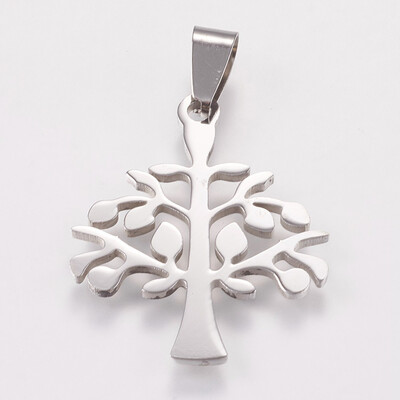 

304 Stainless Steel Pendants Tree of Life Stainless Steel Color 30x255x15mm Hole 45x7mm
