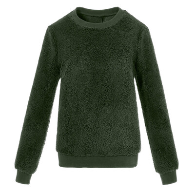 

Nomeni Women Plush Sweater Imitation Lambskin Round Neck Long Sleeve Blouse AGL