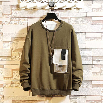 

Gobestart Mens Autumn Winter Casual Solid Color Pocket Long Sleeve Top Blouse Sweatshirt
