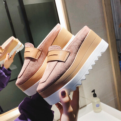 

Thick-soled slippers women wear platform shoes 2019 spring high heel slope heel fashion Joker lazy Baotou half slippers women