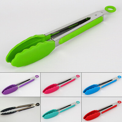 

Stainless Steel Kitchen Restaurant Tongs Food BBQ Cooking Non-Stick Silicone Tip