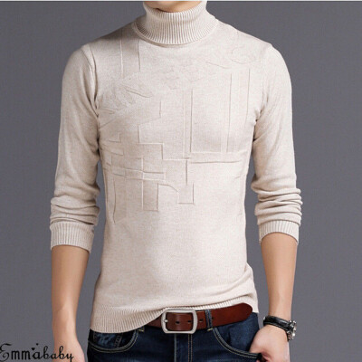 

New Mens Long Sleeve Thermal Cotton High Collar Turtle Neck Sweater Winter Top